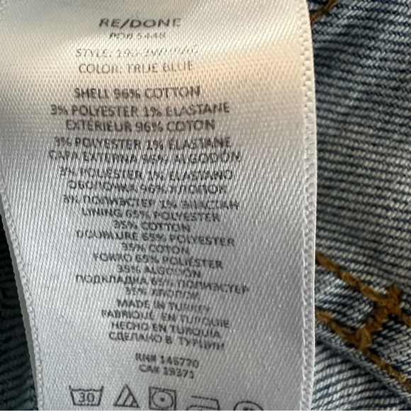 RE/DONE Revolve Denim 90s High Rise Ankle Crop Jeans True Blue Redone Size 24 - Picture 12 of 14